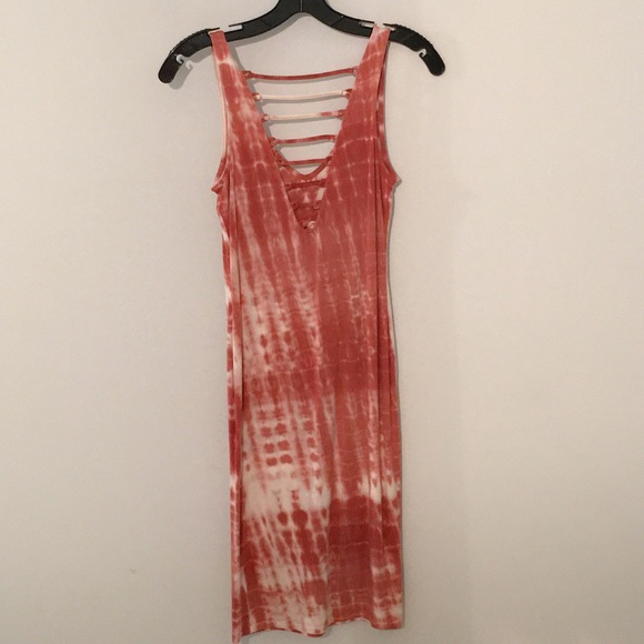 Tie-Dye Tank Dress Criss Cross Back Detail - Picture 2 of 6